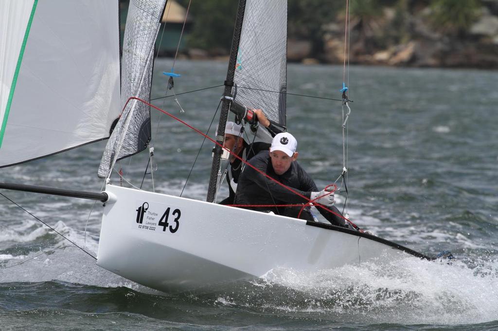 James Warner and Will Chapman are all concentration gybing in one of the fresher breezes. - Thurlow Fisher Lawyers 54th Cherub Australian Championships 2016-17 © Carol Stephenson